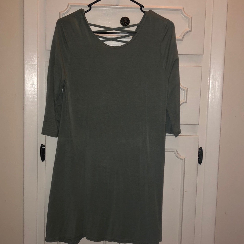 Olive green dress.